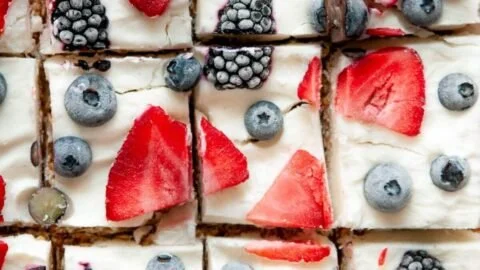 Frozen yogurt granola bars topped with fruits and nuts, a healthy snack option