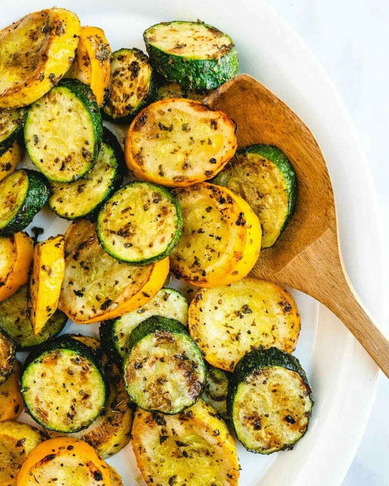 Deliciously grilled zucchini and squash served on a platter